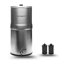 EuroGuard 8.5 Liter Stainless Steel Gravity Filter - Water Filter and Water Purifier (Without Bracket)