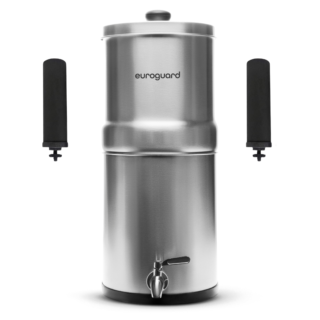 Filtre à Gravité EuroGuard Inox - Finition Miroir en Acier Inoxydable - Filtre à Eau et Purificateur d’Eau