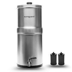 EuroGuard 8.5 Liter Stainless Steel Gravity Filter - Water Filter and Water Purifier (Without Bracket)