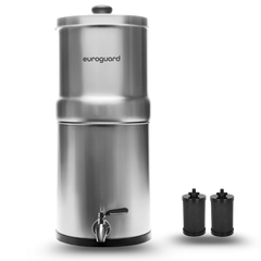 EuroGuard 8.5 Liter Stainless Steel Gravity Filter - Water Filter and Water Purifier (Without Bracket)