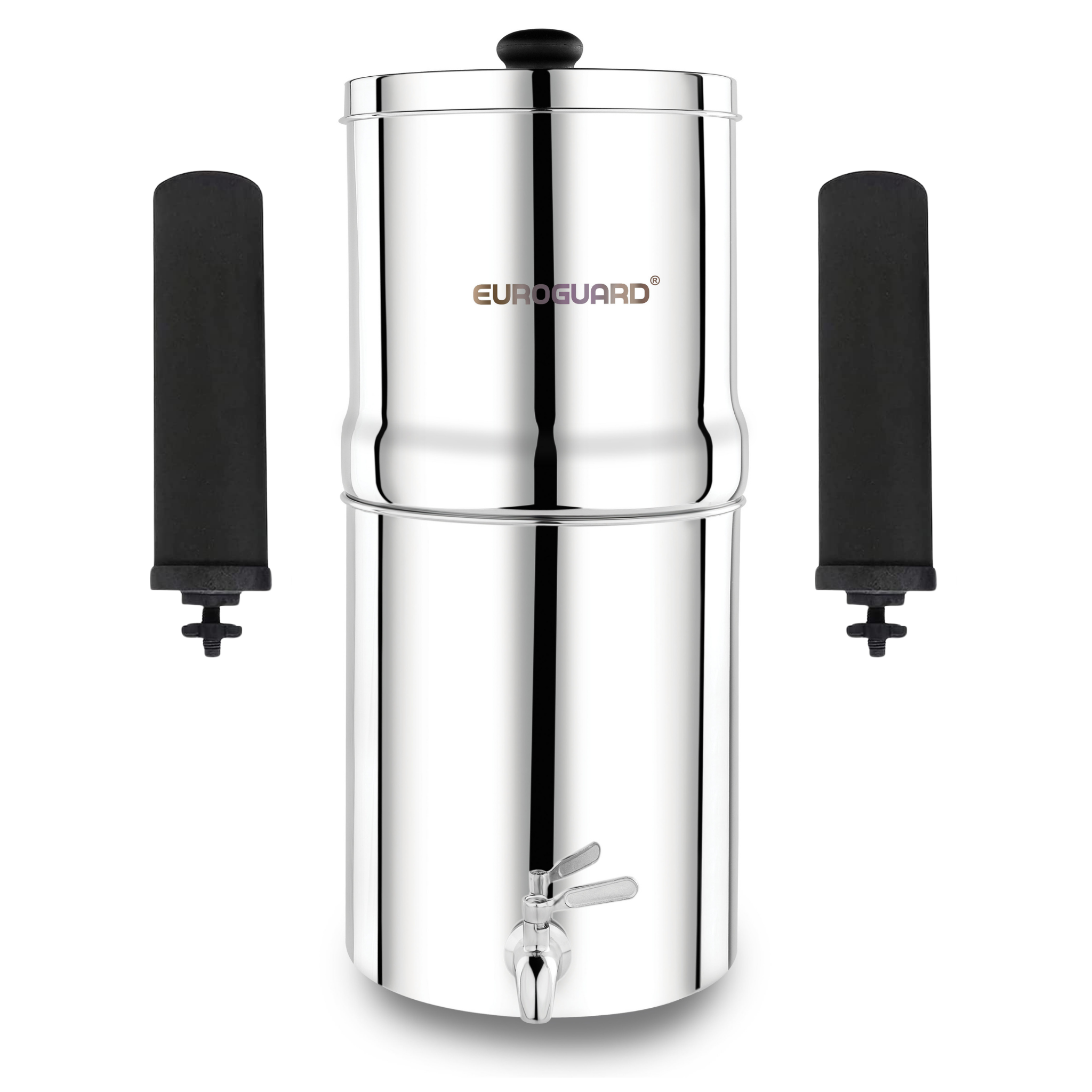Filtre à Gravité EuroGuard Inox - Finition Miroir en Acier Inoxydable - Filtre à Eau et Purificateur d’Eau