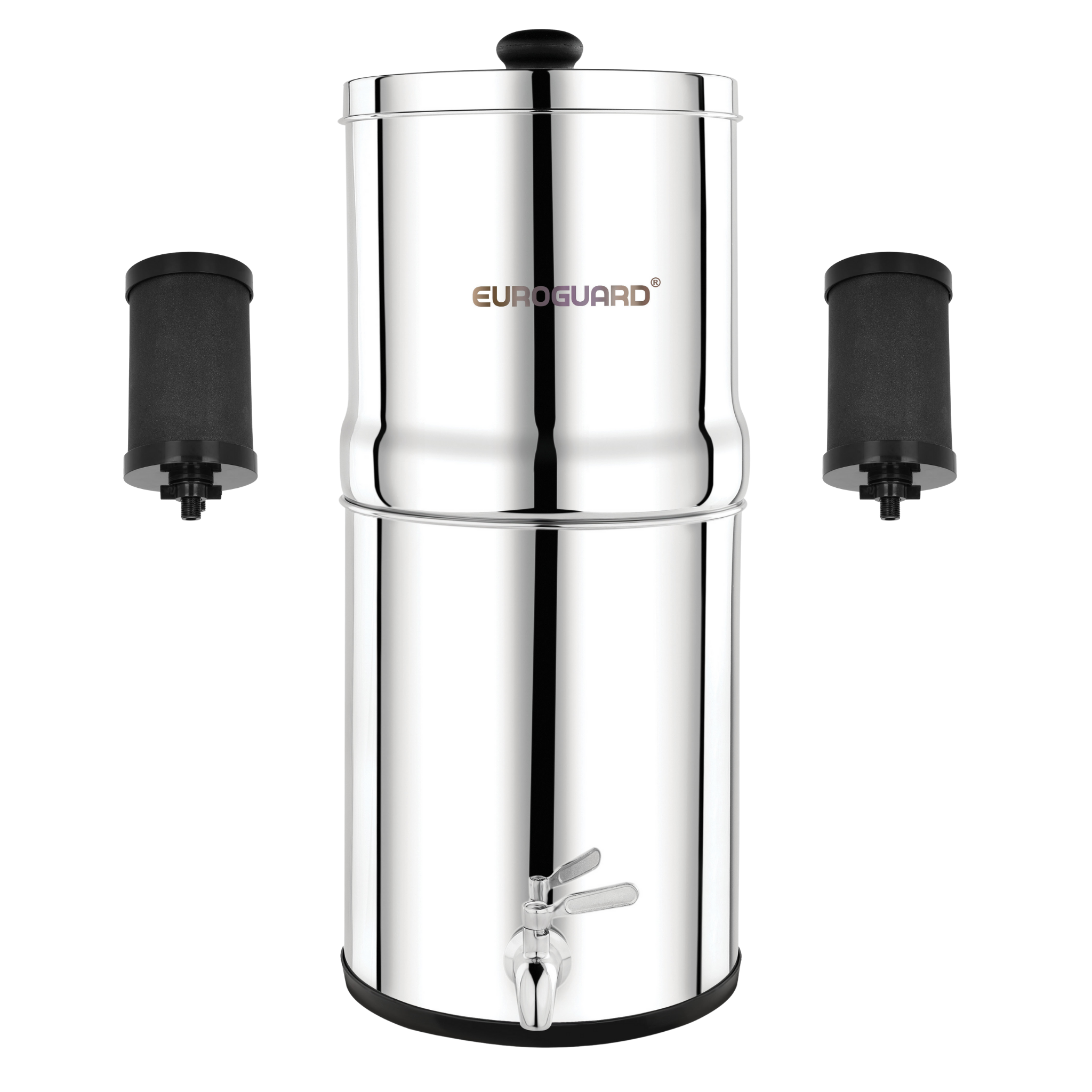 Filtre à Gravité EuroGuard Inox - Finition Miroir en Acier Inoxydable - Filtre à Eau et Purificateur d’Eau