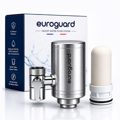 Euroguard Wasserhahnfilter (Edelstahl) – Reduziert Chlor, Geschmack & Verunreinigungen