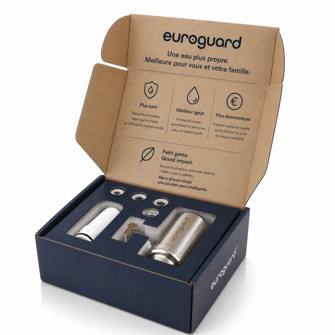 Euroguard Wasserhahnfilter (Edelstahl) – Reduziert Chlor, Geschmack & Verunreinigungen